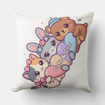 Süßes & Coz Kawaii-Tier-Trio Pastell-Wurfkissen