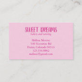 Süßes Cupcake Catering Bäckerei Charme Pink CUSTOM Visitenkarte (Rückseite)