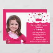 Süßes Cupcake Foto Geburtstag Einladung (Vorne/Hinten)
