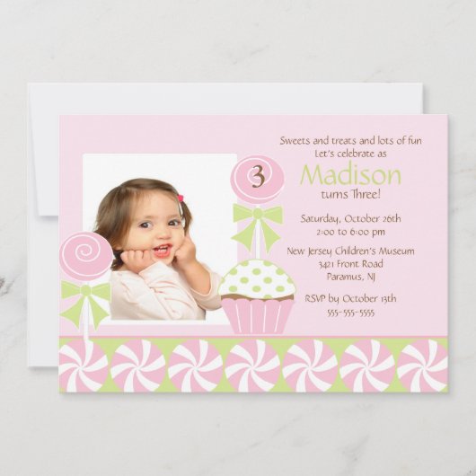 Süßes Cupcake Foto Geburtstag Einladung (Vorderseite)