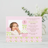 Süßes Cupcake Foto Geburtstag Einladung (Stehend Vorderseite)