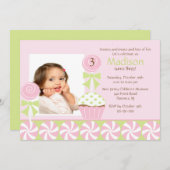 Süßes Cupcake Foto Geburtstag Einladung (Vorne/Hinten)