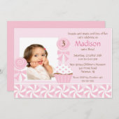 Süßes Cupcake Foto Geburtstag Einladung (Vorne/Hinten)