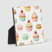 Süßes Cupcake-Macaron-Muster Fotoplatte (Vorderseite)