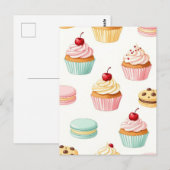 Süßes Cupcake-Macaron-Muster Postkarte (Vorne/Hinten)