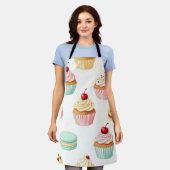 Süßes Cupcake-Macaron-Muster Schürze (Getragen)