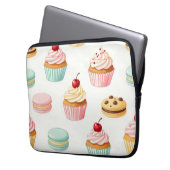 Süßes Cupcake-Macarons-Muster Laptopschutzhülle (Vorderseite Links)