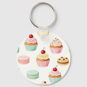 Süßes Cupcake-Macarons-Muster Schlüsselanhänger