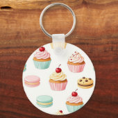 Süßes Cupcake-Macarons-Muster Schlüsselanhänger (Vorderseite)