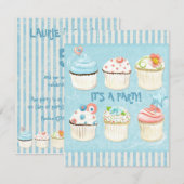 Süßes Cupcakes - Es ist ein Party!  Einladung (Vorne/Hinten)