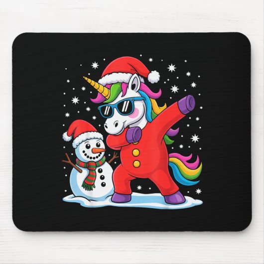 Süßes Dabbing-Einhorn Lustiger Weihnachtsmann-Schn Mousepad (Vorne)