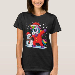 Süßes Dabbing-Einhorn Lustiger Weihnachtsmann-Schn T-Shirt
