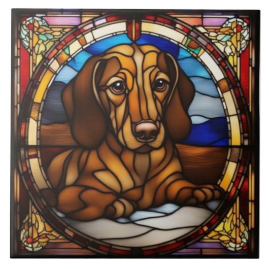 Süßes Dachshund-Dekorationskeramikfliese Fliese (Vorderseite)