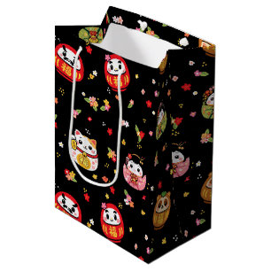 Süßes Daruma-Muster Mittlere Geschenktüte