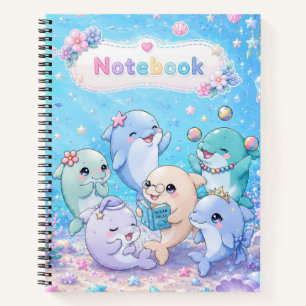 Süßes Delfin-Freunde Hardcover-Notizbuch Notizblock