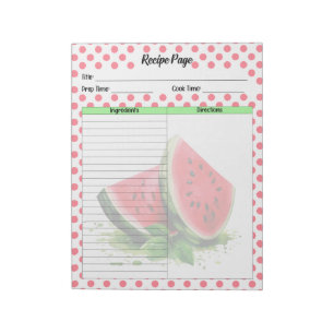 Süßes, den Mund wässerndes Wassermelonen-Rezept Notizblock