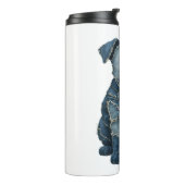 Süßes Denim-Patchwork-Kunst-Hund-T-Shirt Thermosbecher (Nach links gedreht)