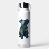 Süßes Denim-Patchwork-Kunst-Hund-T-Shirt Trinkflasche (Vorderseite)