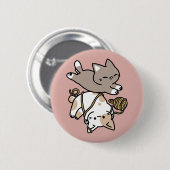 Süßes Design mit spielenden Katzen – Lustige Pfote Button (Vorne & Hinten)