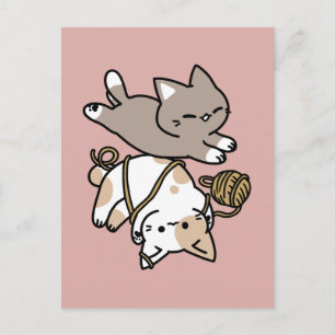 Süßes Design mit verspielten Katzen – Lustige Pfot Postkarte