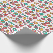 Süßes Dessert, handgezeichnet Vintage Illustration Geschenkpapier (Ecke)