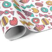 Süßes Dessert, handgezeichnet Vintage Illustration Geschenkpapier (Rolleneckpunkt)