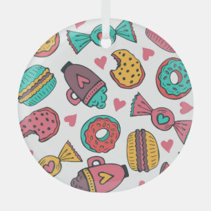 Süßes Dessert, handgezeichnet Vintage Illustration Ornament Aus Glas