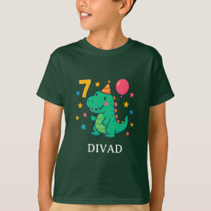 Süßes Dino 7. Geburtstagsfeier-Design T-Shirt