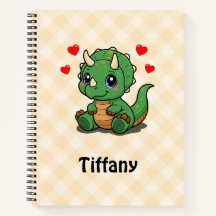 Süßes Dino Deluxe Notizbuch – Name hinzufügen