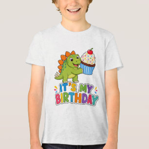 Süßes Dinosaurier-Cupcake-T-Shirt zum Geburtstag f Tri-Blend Shirt