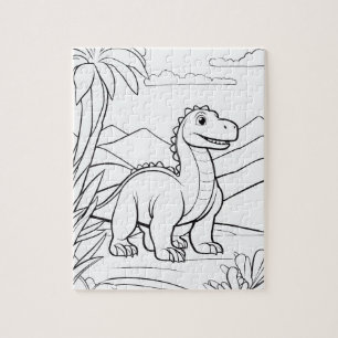 Süßes Dinosaurier-Dschungel-Tier-Farben-Puzzle Puzzle