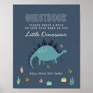 Süßes Dinosaurier-Gästebuch-Schild Poster