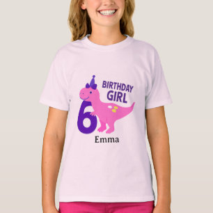 Süßes Dinosaurier-Geburtstagsmädchen - 6. Geburtst T-Shirt