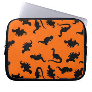 Süßes Dinosaurier-Muster auf Orange Laptopschutzhülle