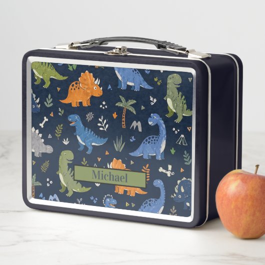 Süßes Dinosaurier-Muster Bunt Metall Brotdose (Beispiel)