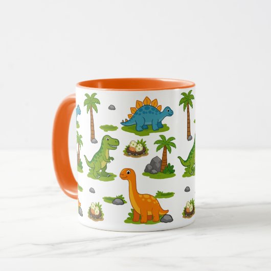 Süßes Dinosaurier-Muster für Kinder Tasse (Vorderseite Links)