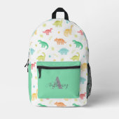 Süßes Dinosaurier-Muster-Monogramm-Name Bedruckter Rucksack (Vorderseite)