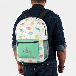 Süßes Dinosaurier-Muster-Monogramm-Name Bedruckter Rucksack