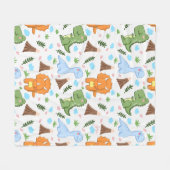 Süßes Dinosaurier-Muster Wasserfarben-Design Fleecedecke (Vorderseite (Horizontal))