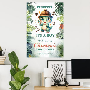 Süßes Dinosaurier-Themen-Baby-Shower Poster