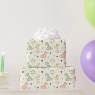 Süßes Dinosaurier- und Ballonmuster Geburtstag  Geschenkpapier