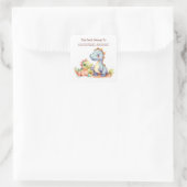 Süßes Dinosaurier-Whimsy-Kinder-Exlibris Quadratischer Aufkleber (Tasche)