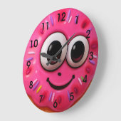 Süßes Donut-Gesicht Kinder-Design Große Wanduhr (Winkel)