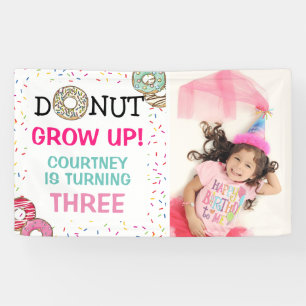 Süßes Donut Werde Groß Foto Geburtstag Banner