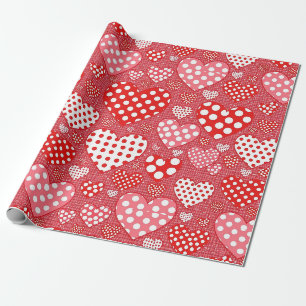 Süßes Doodle-Herz in Rot, Schwarz und Weiß Geschenkpapier