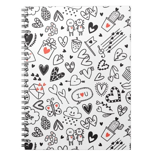Süßes Doodle-Liebe-Notizbuch-Journal Notizblock (Vorderseite)