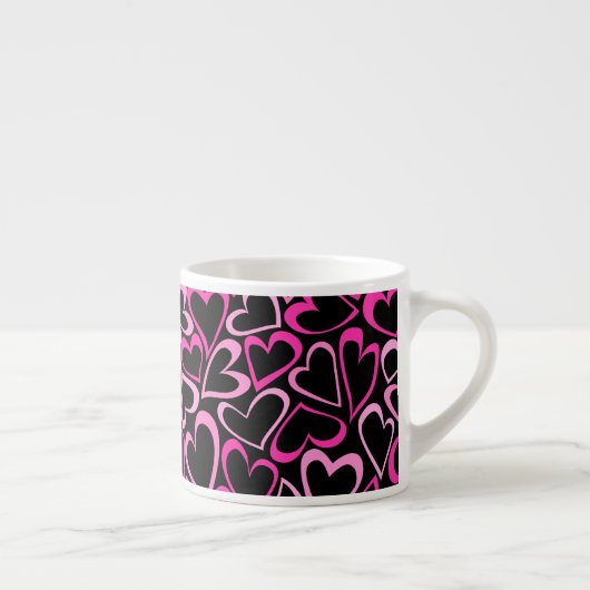 Süßes doodled Rosa Herz Espresso Tasse (Rechts)