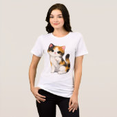 Süßes Dreifarbiges Kätzchen Tri-Blend Shirt (Vorderseite voll)