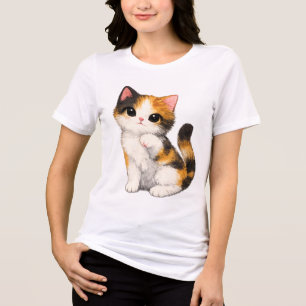 Süßes Dreifarbiges Kätzchen Tri-Blend Shirt