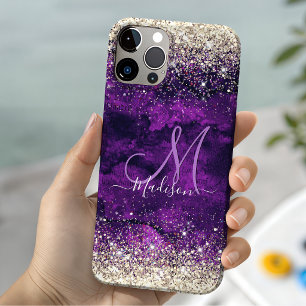 Süßes dunkelviolettes goldenes falsches Glitter-Mo Case-Mate iPhone 14 Hülle